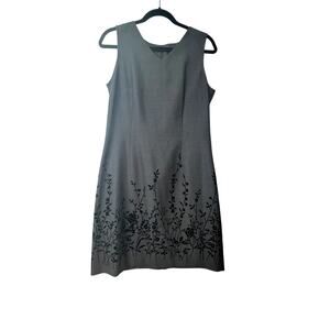 Hillard & Hansen Grey Sleeveless Dress with Black Border and Floral Print